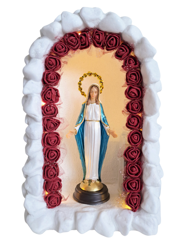 Kapliczka mała, biały kamień, LED, bez figurki
