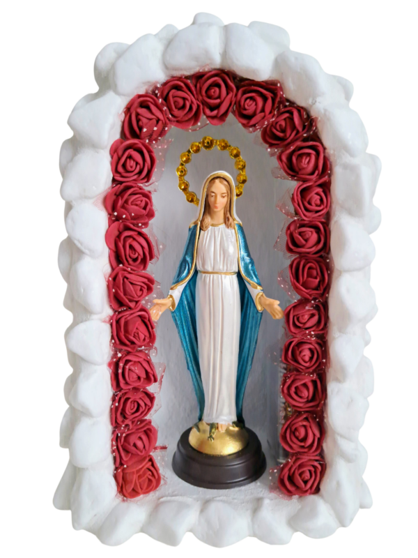 Kapliczka mała, biały kamień, LED, bez figurki
